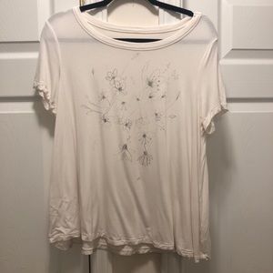 American Eagle Outfitters Cream Floral Tee